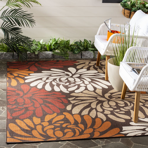 Winston Porter Centeno Brown/Red/Orange Indoor/Outdoor Rug & Reviews Wayfair